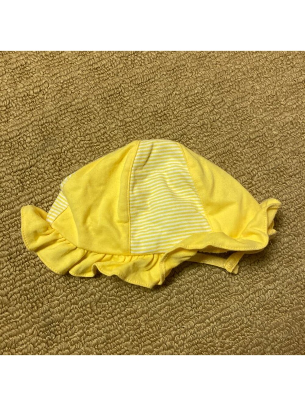 2nd Step Toddler Sun Hat 24 Months Yellow White Stripes Ruffle Hook Look Closer